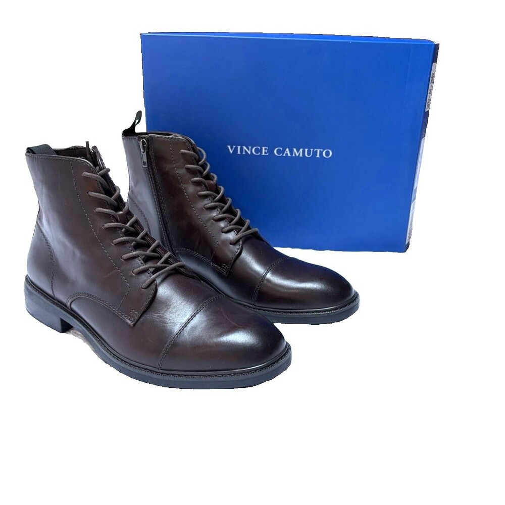 Vince Camuto Men's Brown Sherry Black Leather Boots Size US 10.5 M New In Box
